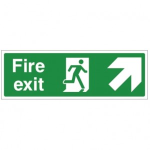 fire exit signage going to right side upstairs